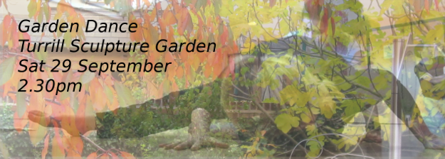 Garden Dance graphic with trees, leaves and dancers Garden Dance graphic with trees, leaves and dancers